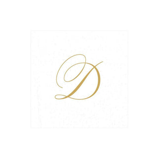 Caspari White Pearl & Gold Paper Linen Single Initial Boxed Cocktail Napkins - 30 Per Box D 2900CG.D