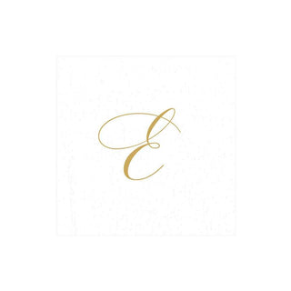 Caspari White Pearl & Gold Paper Linen Single Initial Boxed Cocktail Napkins - 30 Per Box E 2900CG.E