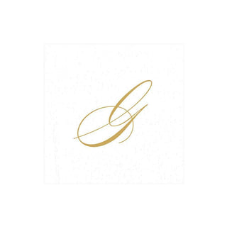 Caspari White Pearl & Gold Paper Linen Single Initial Boxed Cocktail Napkins - 30 Per Box G 2900CG.G