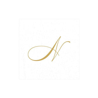 Caspari White Pearl & Gold Paper Linen Single Initial Boxed Cocktail Napkins - 30 Per Box N 2900CG.N