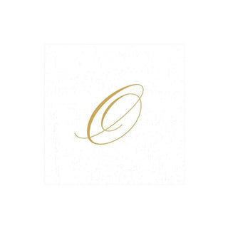 Caspari White Pearl & Gold Paper Linen Single Initial Boxed Cocktail Napkins - 30 Per Box O 2900CG.O