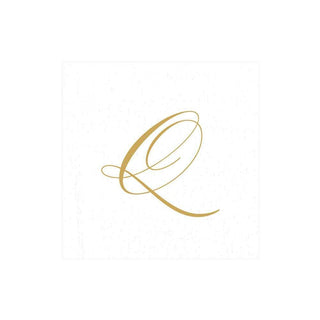 Caspari White Pearl & Gold Paper Linen Single Initial Boxed Cocktail Napkins - 30 Per Box Q 2900CG.Q