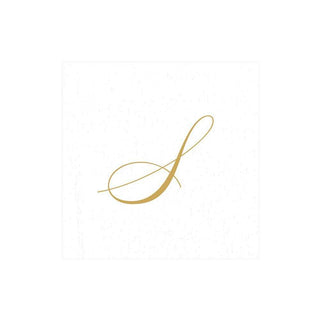 Caspari White Pearl & Gold Paper Linen Single Initial Boxed Cocktail Napkins - 30 Per Box S 2900CG.S