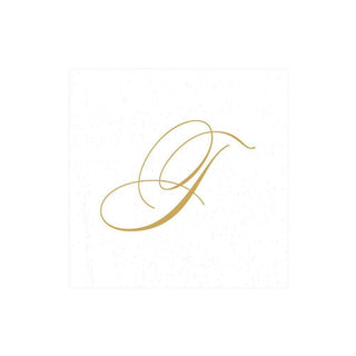 Caspari White Pearl & Gold Paper Linen Single Initial Boxed Cocktail Napkins - 30 Per Box T 2900CG.T