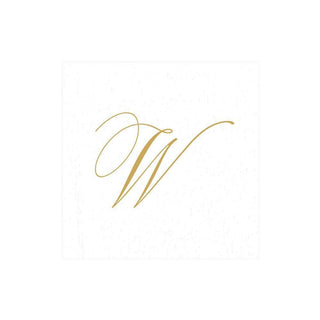 Caspari White Pearl & Gold Paper Linen Single Initial Boxed Cocktail Napkins - 30 Per Box W 2900CG.W