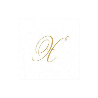 Caspari White Pearl & Gold Paper Linen Single Initial Boxed Cocktail Napkins - 30 Per Box X 2900CG.X