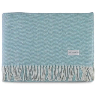 Sferra Celine Herringbone Throw in Aqua 30567