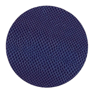 Caspari Round Snakeskin Felt-Backed Coasters in Navy Blue - 8 Per Box 4008CR