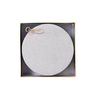 Caspari Classic Canvas Felt-Backed Coasters in Linen - 8 Per Box 4013CR