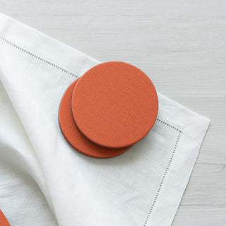 Caspari Classic Canvas Felt-Backed Coasters in Orange - 8 Per Box 4014CR