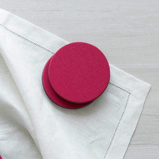 Caspari Classic Canvas Felt-Backed Coasters in Fucshia - 8 Per Box 4015CR