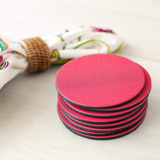 Caspari Classic Canvas Felt-Backed Coasters in Fucshia - 8 Per Box 4015CR