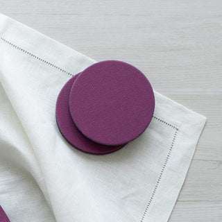 Caspari Classic Canvas Felt-Backed Coasters in Aubergine - 8 Per Box 4016CR