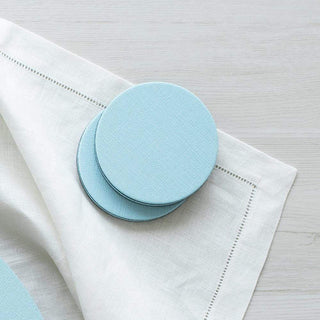 Caspari Classic Canvas Felt-Backed Coasters in Aqua - 8 Per Box 4018CR