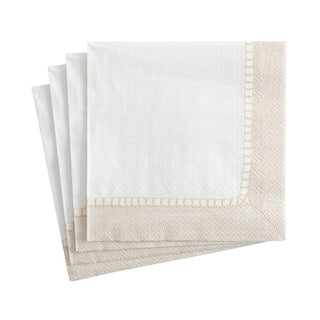 Caspari Linen Border Paper Cocktail Napkins in Natural - 20 Per Package 4780C