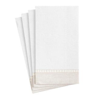 Caspari Linen Border Paper Guest Towel Napkins in Natural - 15 Per Package 4780G