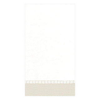 Caspari Linen Border Paper Linen Guest Towel Napkins in Natural - 12 Per Package 4780GG