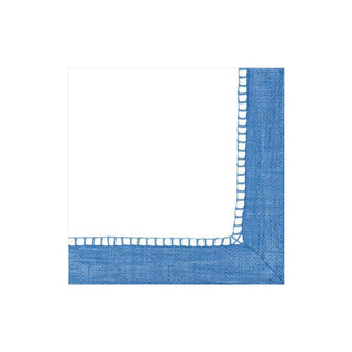 Caspari Linen Border Paper Cocktail Napkins in Blue - 20 Per Package 4783C