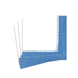 Caspari Linen Border Paper Cocktail Napkins in Blue - 20 Per Package 4783C