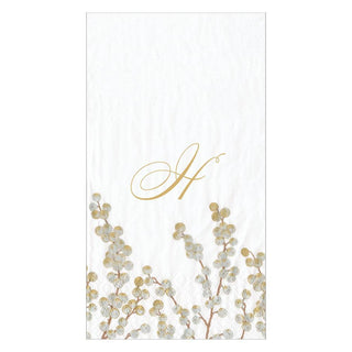 Caspari Berry Branches Single Initial Paper Guest Towel Napkins - 15 Per Package H 5726G.H