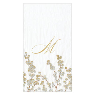 Caspari Berry Branches Single Initial Paper Guest Towel Napkins - 15 Per Package M 5726G.M