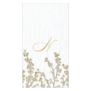 Caspari Berry Branches Single Initial Paper Guest Towel Napkins - 15 Per Package N 5726G.N