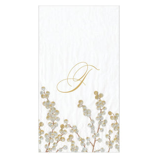 Caspari Berry Branches Single Initial Paper Guest Towel Napkins - 15 Per Package T 5726G.T