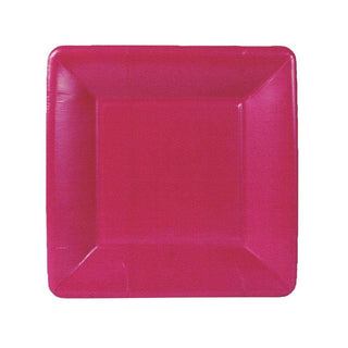 Caspari Grosgrain Square Paper Salad & Dessert Plates in Rose - 8 Per Package 6016SP