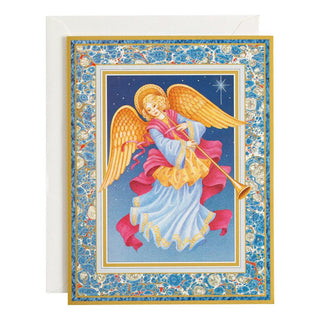 Caspari Angel with Horn Large Boxed Christmas Cards - 16 Cards & 16 Envelopes 66371