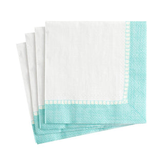 Caspari Linen Border Paper Cocktail Napkins in Robin's Egg Blue - 20 Per Package 7650C