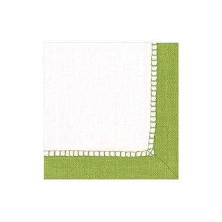 Caspari Linen Border Paper Cocktail Napkins in Green - 20 Per Package 7652C