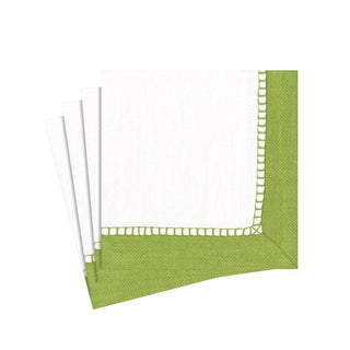 Caspari Linen Border Paper Cocktail Napkins in Green - 20 Per Package 7652C