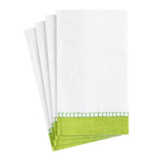 Caspari Linen Border Paper Guest Towel Napkins in Green - 15 Per Package 7652G