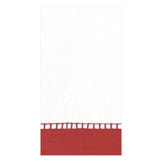 Caspari Linen Border Paper Guest Towel Napkins in Red - 15 Per Package 7655G