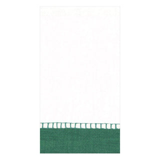 Caspari Linen Border Paper Guest Towel Napkins in Emerald - 15 Per Package 7656G