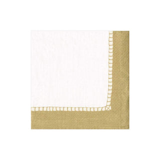 Caspari Linen Border Paper Cocktail Napkins in Gold - 20 Per Package 7657C