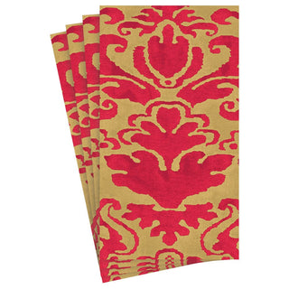 Caspari Palazzo Paper Guest Towel Napkins in Red - 15 Per Package 7962G