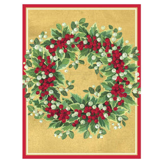 Caspari Holly and Berry Wreath Boxed Christmas Cards - 15 Cards & 15 Envelopes 81202