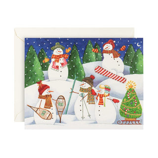 Caspari Sporty Snowmen Boxed Christmas Cards - 16 Cards & 16 Envelopes 81220