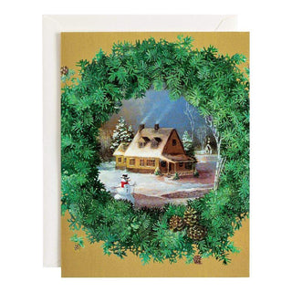 Caspari Home Inside Wreath Large Boxed Christmas Cards - 16 Cards & 16 Envelopes 81310