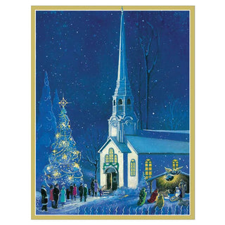 Caspari Midnight Mass Boxed Christmas Cards - 16 Cards & 16 Envelopes 82231