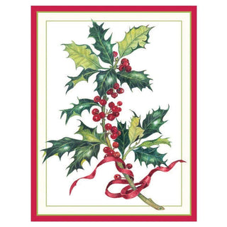 Caspari Holly Branch Boxed Christmas Cards - 15 Cards & 15 Envelopes 83218