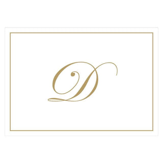 Caspari Gold Embossed Single Initial Boxed Note Cards - 8 Note Cards & 8 Envelopes D 83632.D