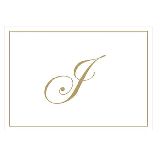 Caspari Gold Embossed Single Initial Boxed Note Cards - 8 Note Cards & 8 Envelopes J 83632.J