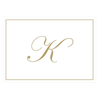 Caspari Gold Embossed Single Initial Boxed Note Cards - 8 Note Cards & 8 Envelopes K 83632.K