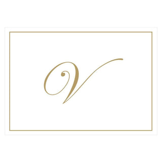 Caspari Gold Embossed Single Initial Boxed Note Cards - 8 Note Cards & 8 Envelopes V 83632.V