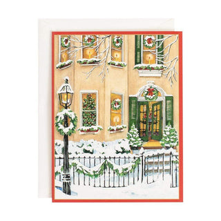 Caspari Christmas Townhouse Boxed Christmas Cards - 16 Cards & 16 Envelopes 84222