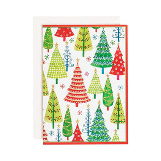 Caspari Dotty Christmas Trees Small Boxed Christmas Cards - 16 Cards & 16 Envelopes 85117