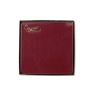 Caspari Square Lizard Coasters in Cranberry - 8 Per Box 880895CC