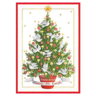 Caspari Dove Tree Small Boxed Christmas Cards - 16 Cards & 16 Envelopes 88114